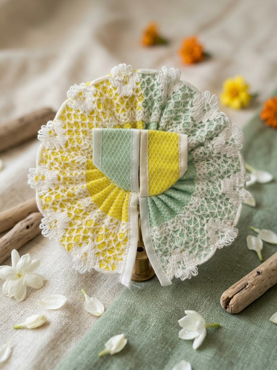 Premium Pastels Lace Work Laddu Gopal Dress (Pack of Three) - Soft Net & Crochet Style Poshak Combo