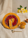Yellow Bandhani Laddu Gopal Poshak Set | Premium Handmade Shringar Dress