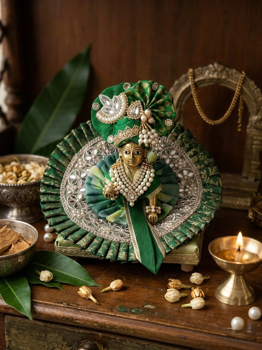 Complete Divine Shringar Set: Premium Ladoo Gopal Ji Poshak with Matching Choli & Mukut-Limited Stock