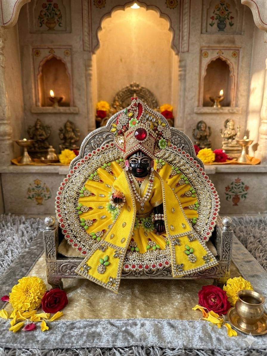 Exquisite Handcrafted Yellow Festive Poshak for Laddu Gopal (Deity Dress)