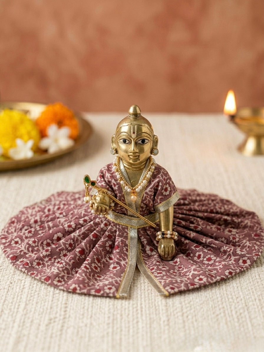 Premium Laddu Gopal Poshak Set (Pack of 4) - Handcrafted Cotton Dresses for Bal Gopal