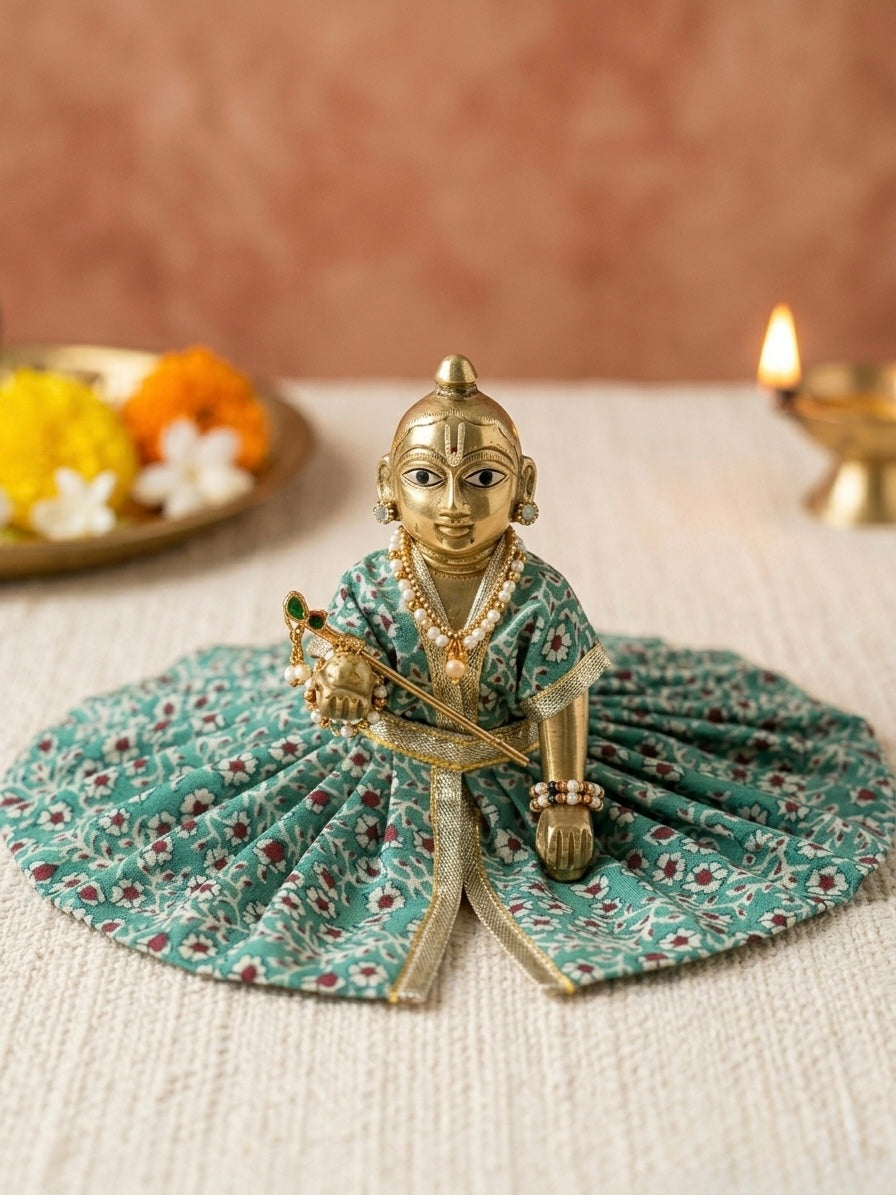 Premium Laddu Gopal Poshak Set (Pack of 4) - Handcrafted Cotton Dresses for Bal Gopal
